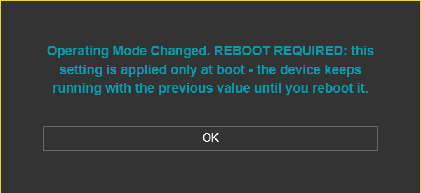 LKM154/254, "Operating Mode Changed. REBOOT REQUIRED: ..." window after a "Device Name" change - WRITE (Device Name change, set back at once)