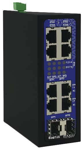 Industrial Unmanaged Ethernet Switch with 8 x 10/100Base-T(x) Ports and 2 x SFP Uplink Ports