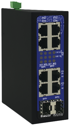 Industrial Unmanaged Ethernet Switch with 8 x 10/100Base-T(x) Ports and 2 x SFP Uplink Ports