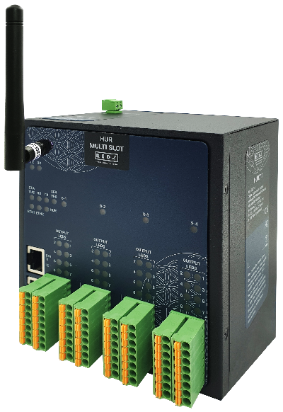 4 x 8 Channel 5-275V AC-DC, 100mA Digital Optocoupler Output Modbus TCP Remote IO Device with MQTT and 868MHz LoRaWAN Connectivity, 2x 10/100 T(x) ETH ports