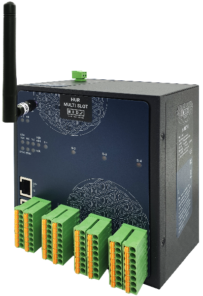 4 x 8 Channel 12-275V AC-DC, 60mA Digital Optocoupler Input Modbus TCP Remote IO Device with MQTT and 868MHz LoRaWAN Connectivity, 2x 10/100 T(x) ETH ports